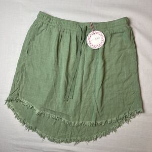 Umgee Skirt Linen Blend Pockets Green NWT
